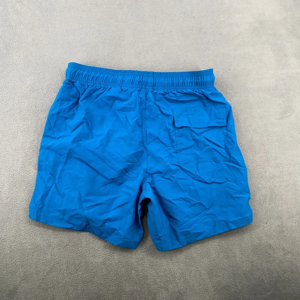 Silkworld Swim Trunks Shorts Mens Medium Blue Mesh Lined Drawstring Waist Beach